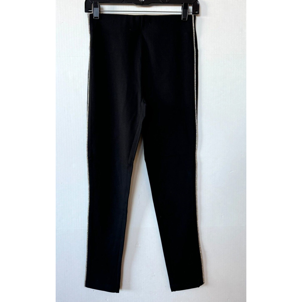 Zara Black Rhinestone Piping Stretch Pull On Ankle Pants S Small